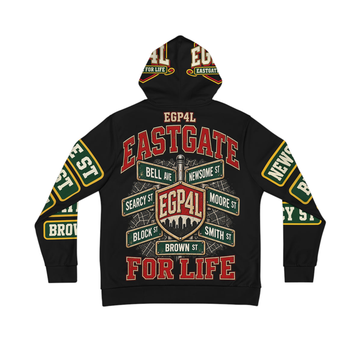 MONYUN University “Eastgate For Life” Hoodie — Vintage Street Sign Graphic Men’s Hoodie
