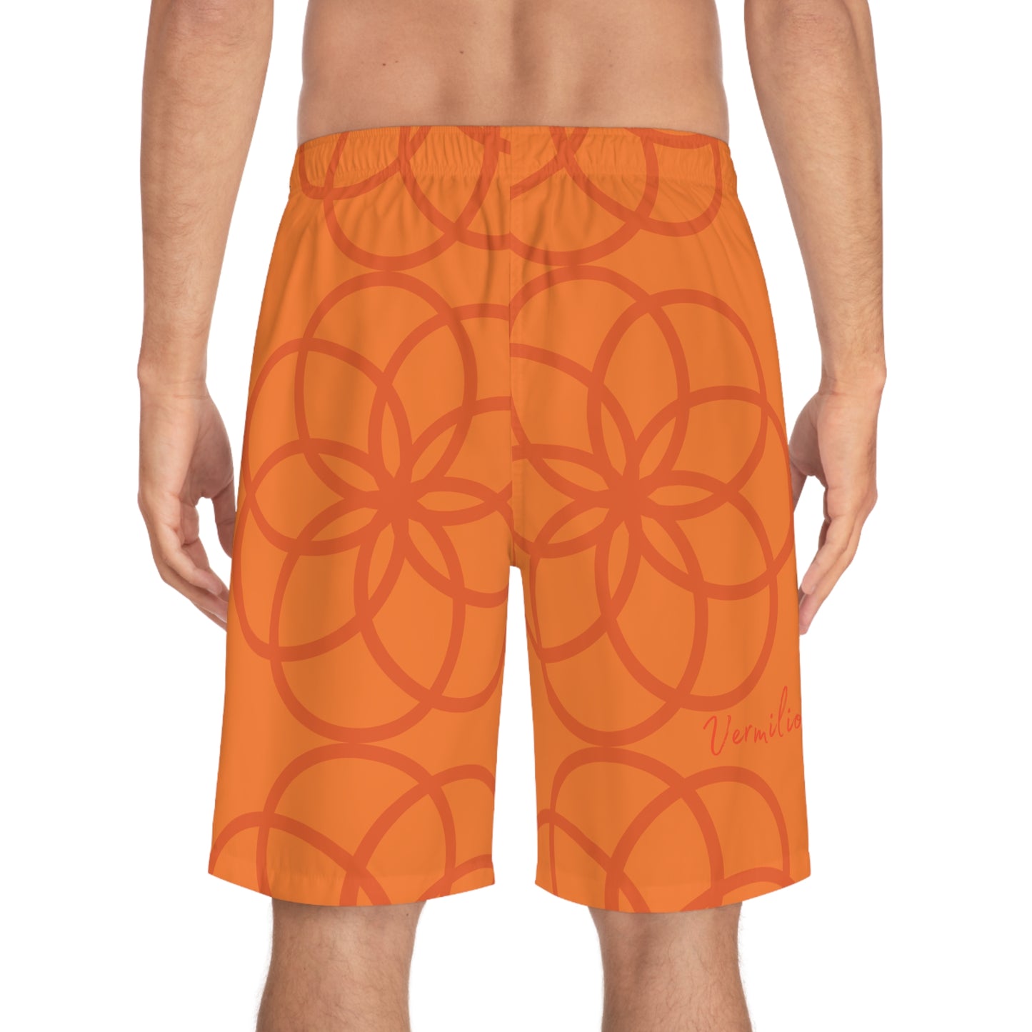 Vibrant Vermilion Men's Board Shorts - Perfect for Summer Beach Days