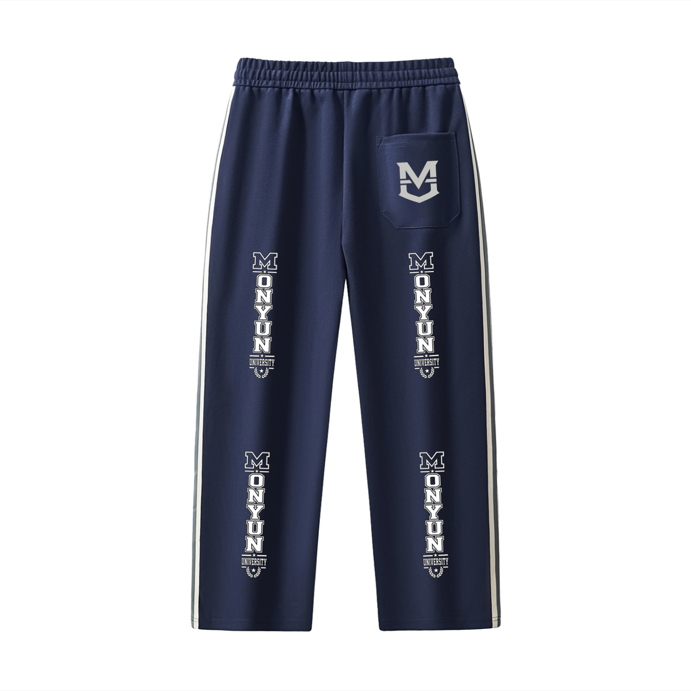 MONYUN university Contrast Side-Stripe Straight-Leg Pants