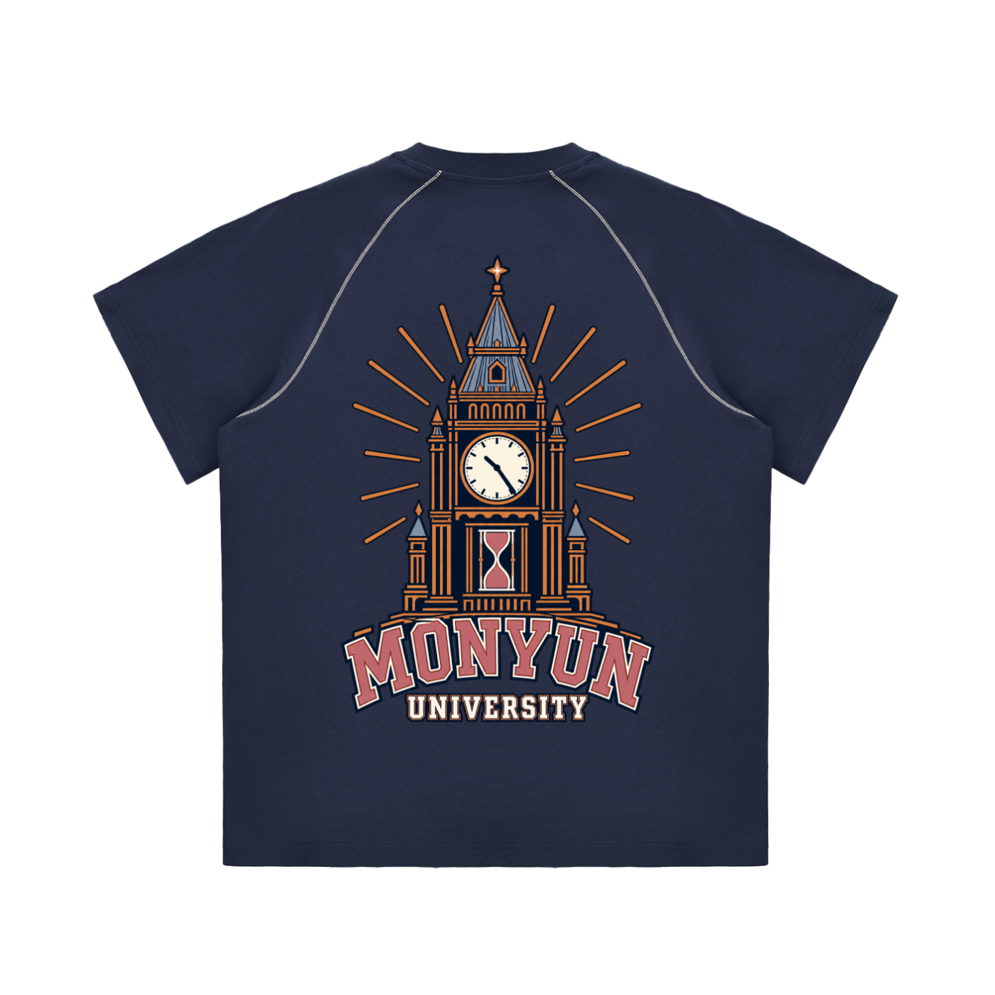 MONYUN university- Legacy Hours Striped Contrast Stitch T-Shirt