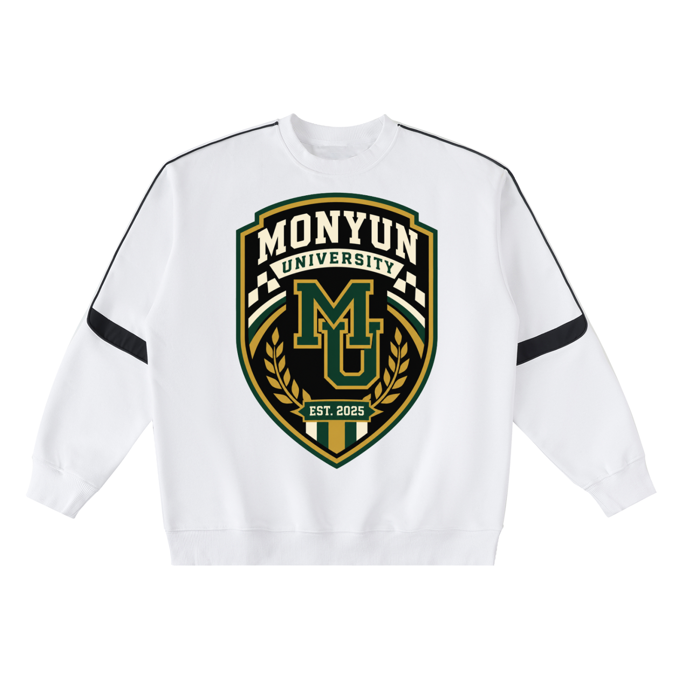MONYUN university Oversized Crewneck Taped Sweatshirt