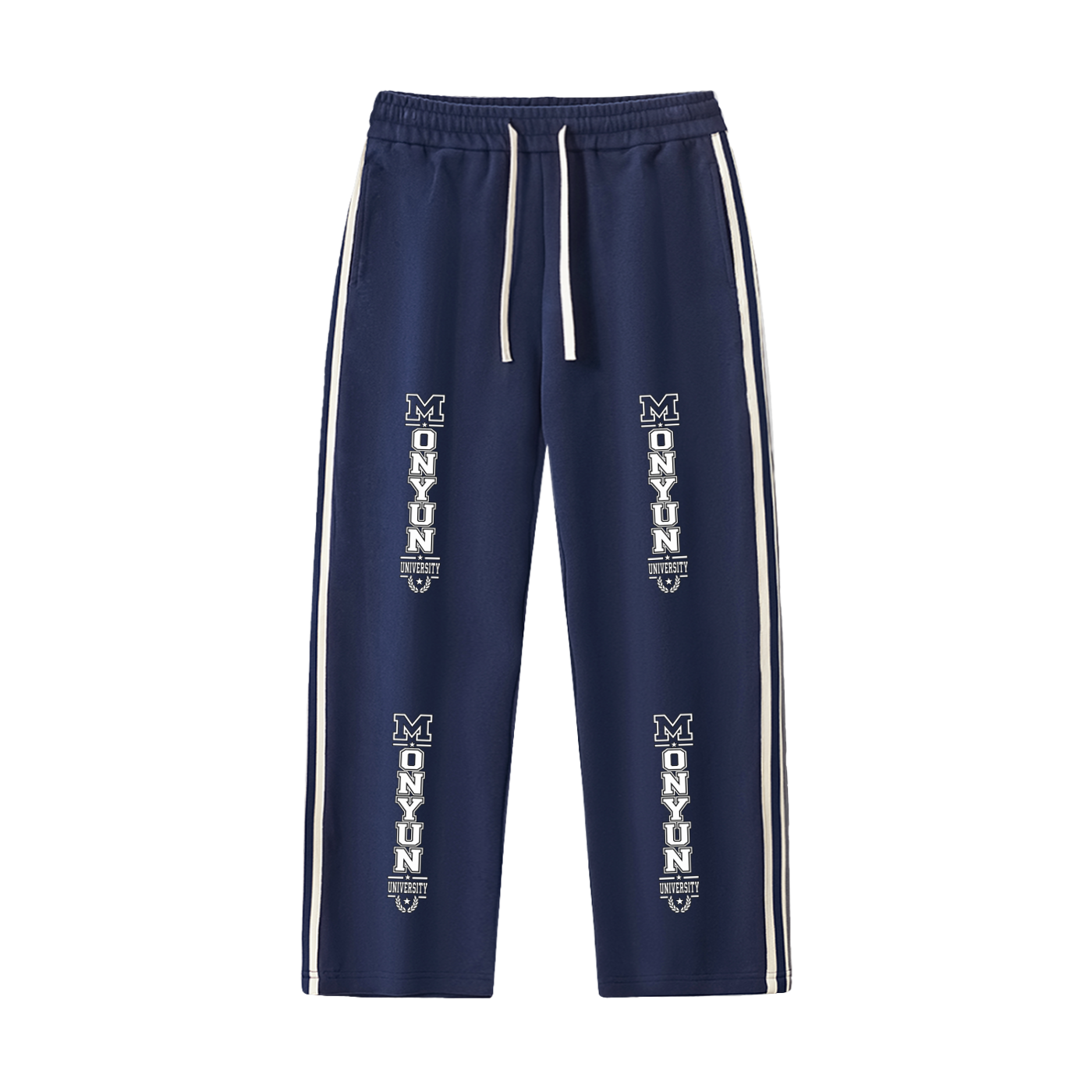 MONYUN university Contrast Side-Stripe Straight-Leg  Pants