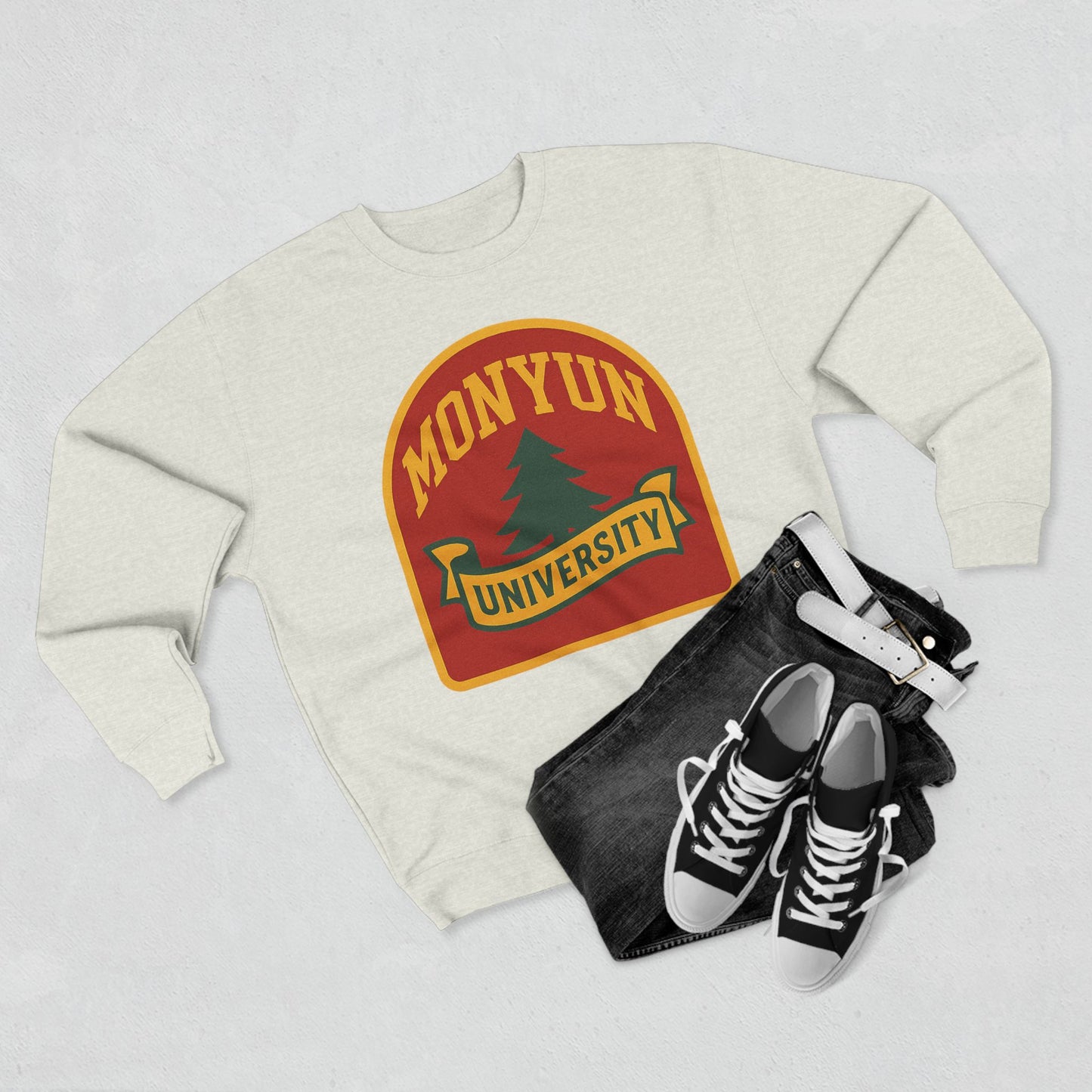 MONYUN University-Retro University Crewneck Sweatshirt, Unisex Sweatshirt, College Sweatshirt, Warm Pullover, Gift for Students, Campus Apparel, Vintage Style