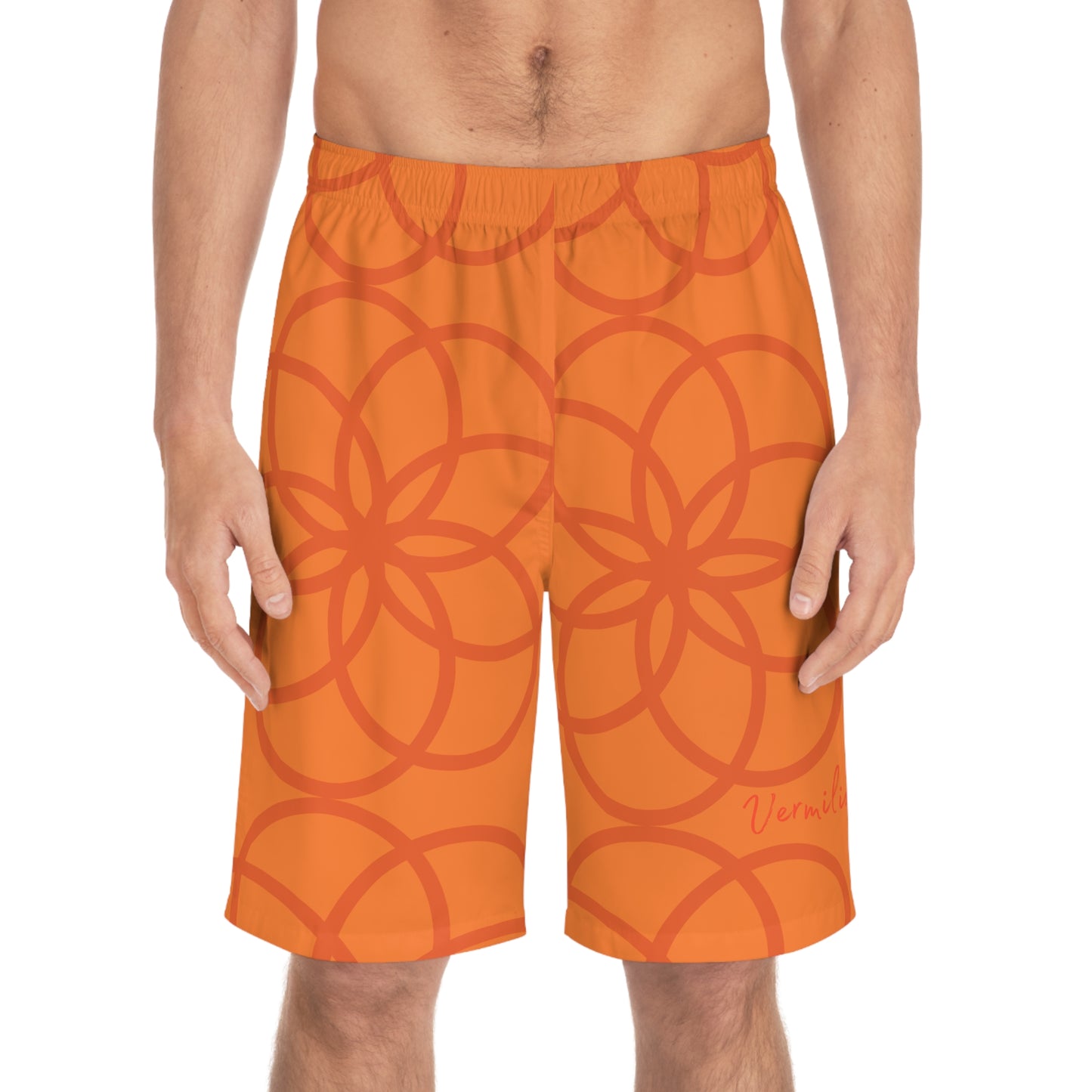 Vibrant Vermilion Men's Board Shorts - Perfect for Summer Beach Days