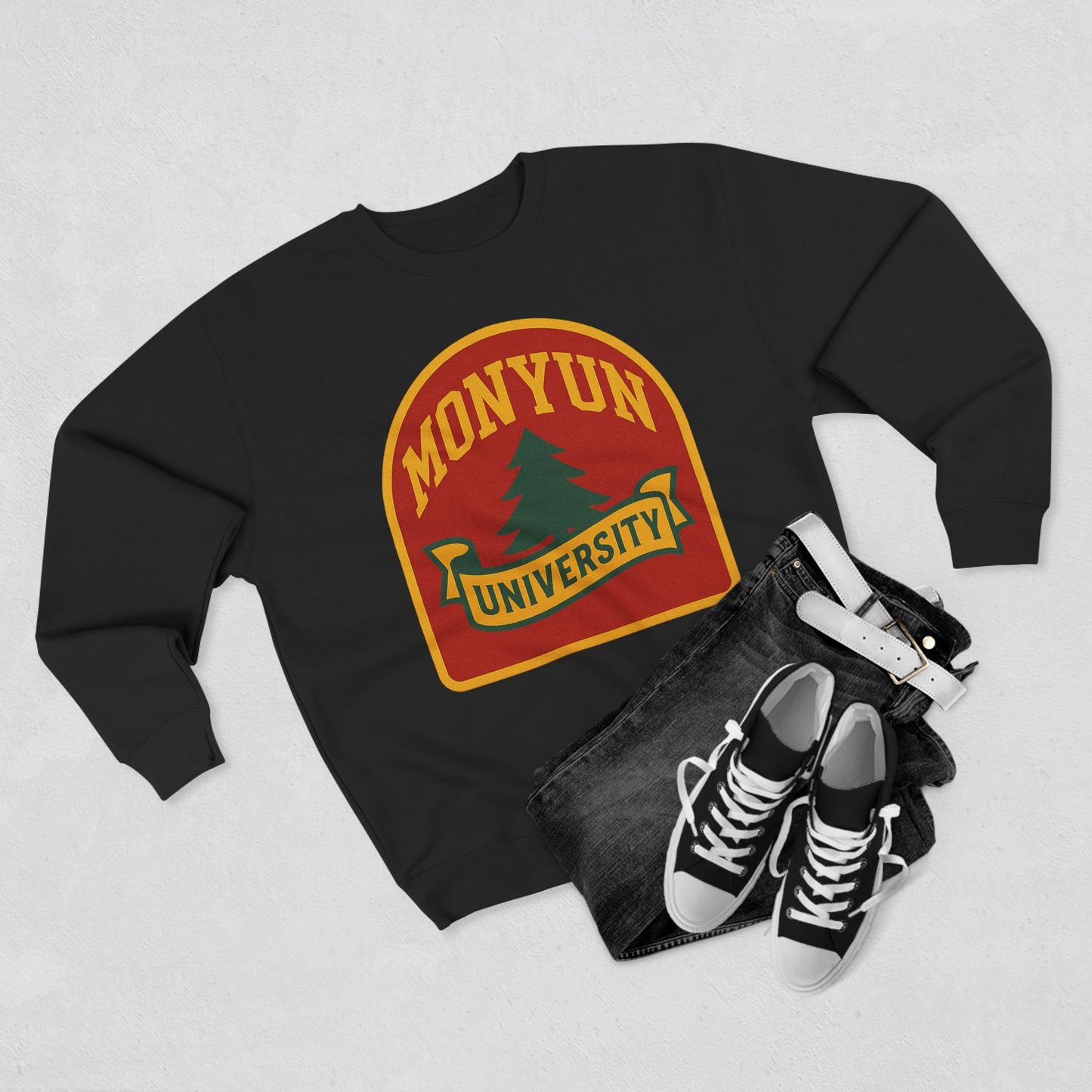 MONYUN University-Retro University Crewneck Sweatshirt, Unisex Sweatshirt, College Sweatshirt, Warm Pullover, Gift for Students, Campus Apparel, Vintage Style