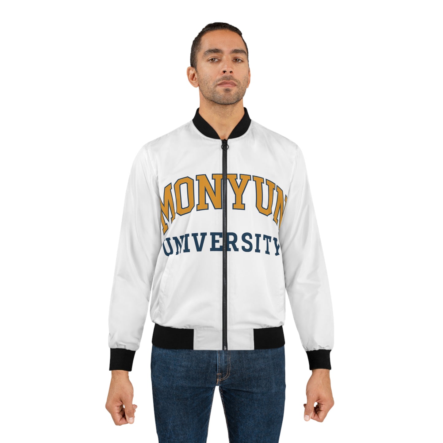 MONYUN University-Men's University Bomber Jacket, Stylish Outerwear, College Apparel, Casual Fashion, Gift for Students, Vibrant AOP Design