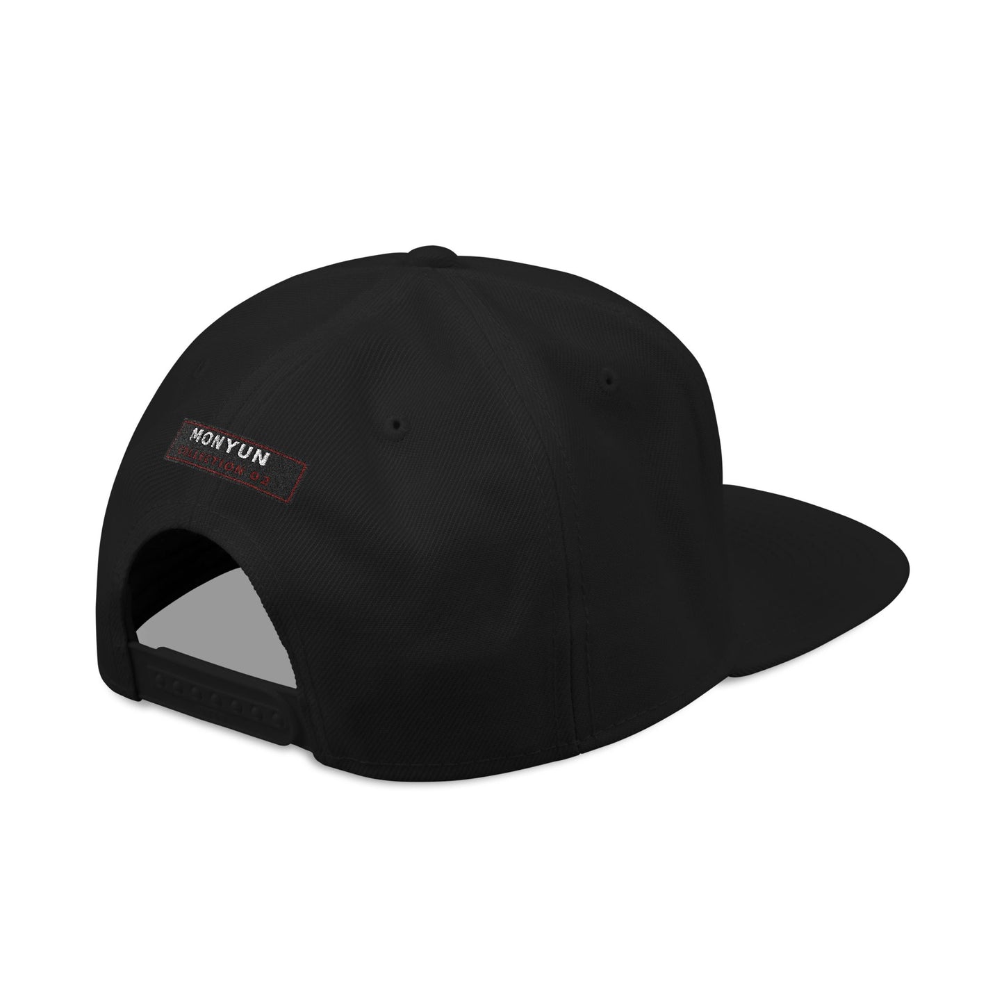 MONYUN university Embroidered Snapback Hat — Red Border 'NYUN' Patch