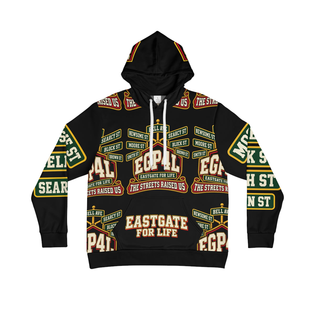 MONYUN University “Eastgate For Life” Hoodie — Vintage Street Sign Graphic Men’s Hoodie