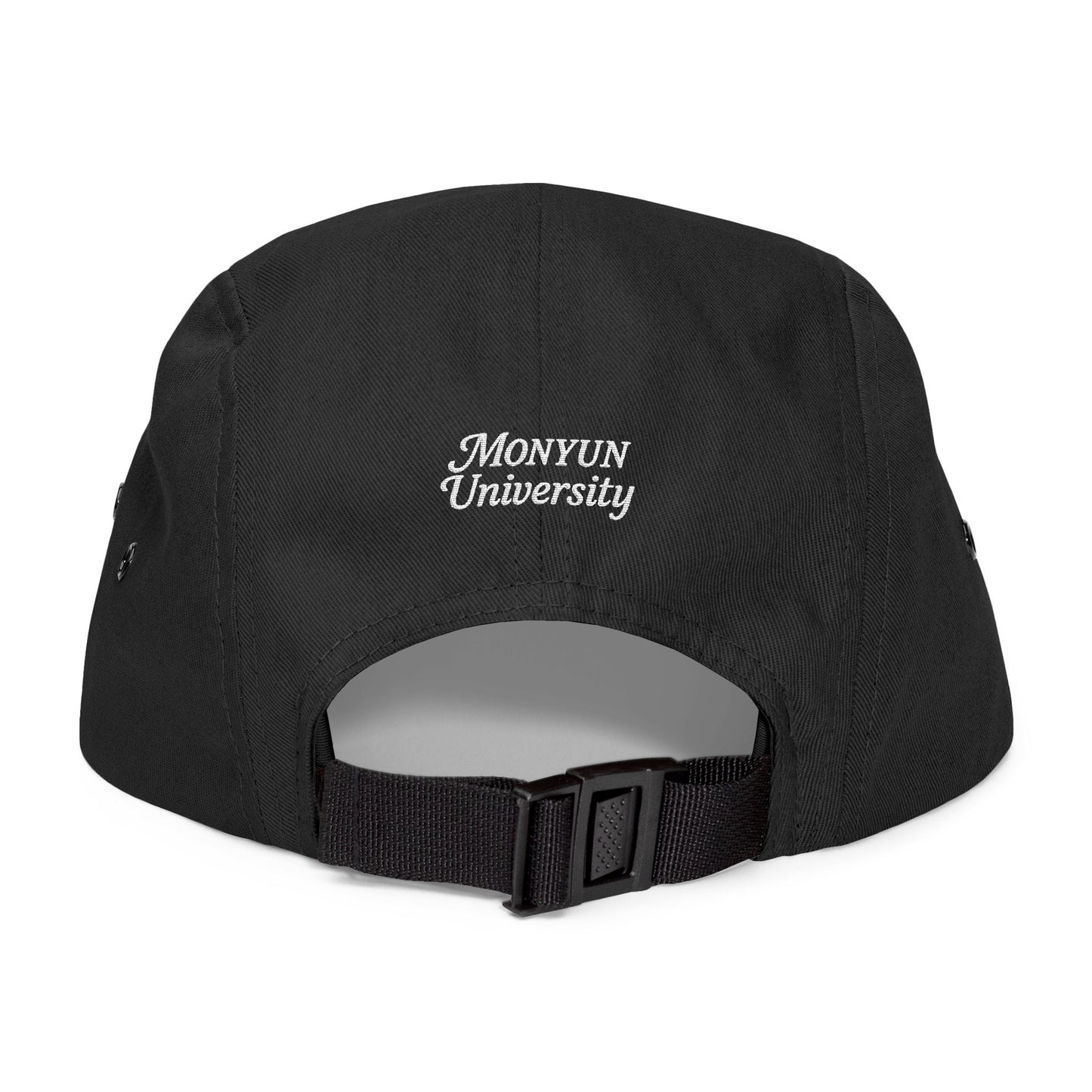 MONYUN University-5 Panel Cap, Embroidered Cap, Black Cap, Trendy Baseball Hat, Casual Hat, Graduation Gift, College Apparel