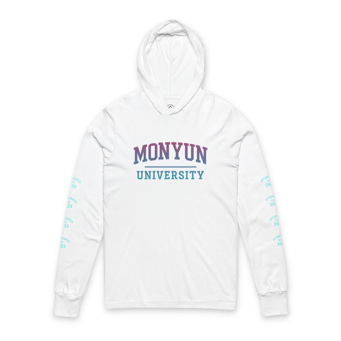 MONYUN University-Stylish Unisex Hooded Long Sleeve Tee - Perfect for College Life, Casual Outings, Beach Days, Layering