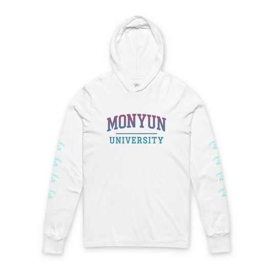 MONYUN University-Stylish Unisex Hooded Long Sleeve Tee - Perfect for College Life, Casual Outings, Beach Days, Layering