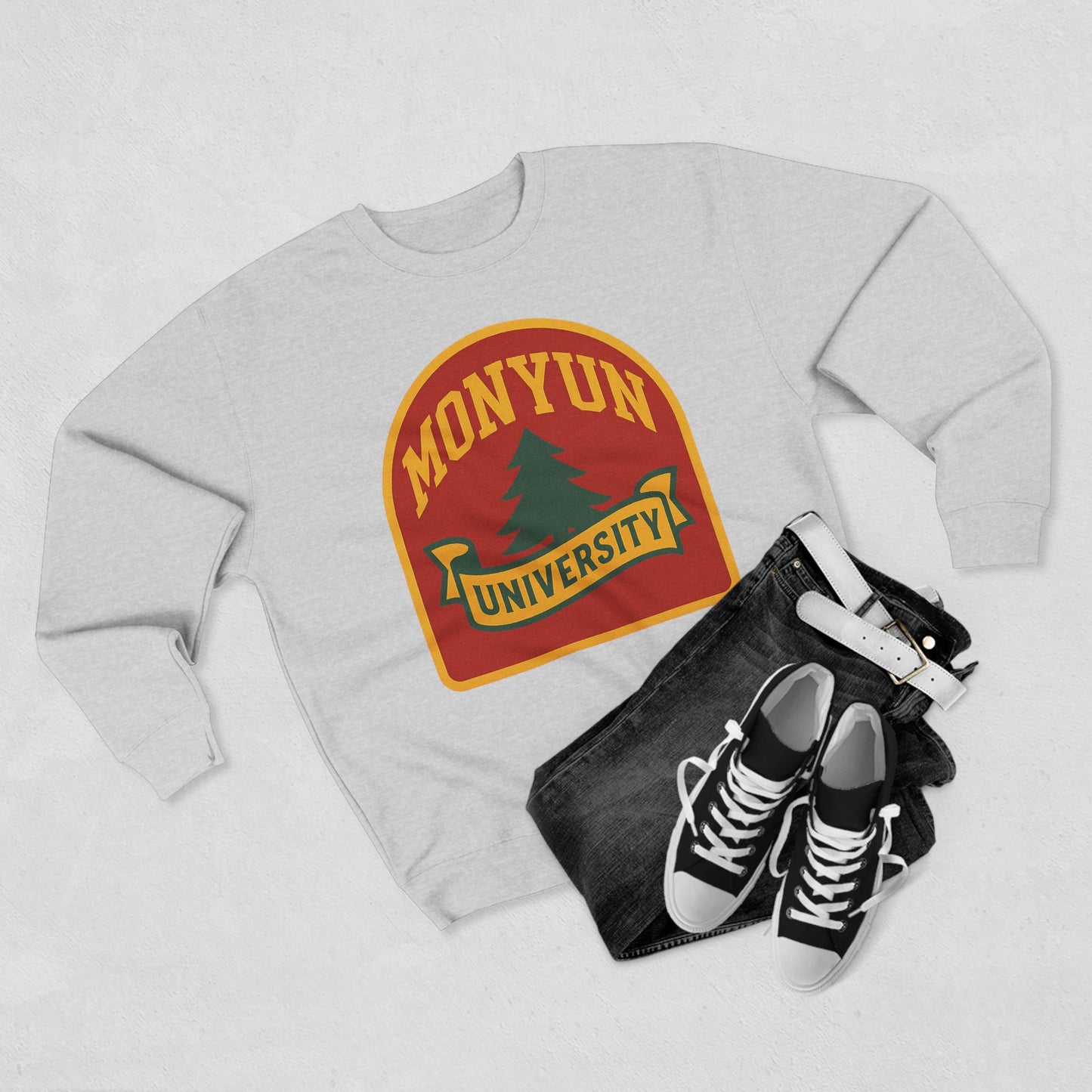 MONYUN University-Retro University Crewneck Sweatshirt, Unisex Sweatshirt, College Sweatshirt, Warm Pullover, Gift for Students, Campus Apparel, Vintage Style