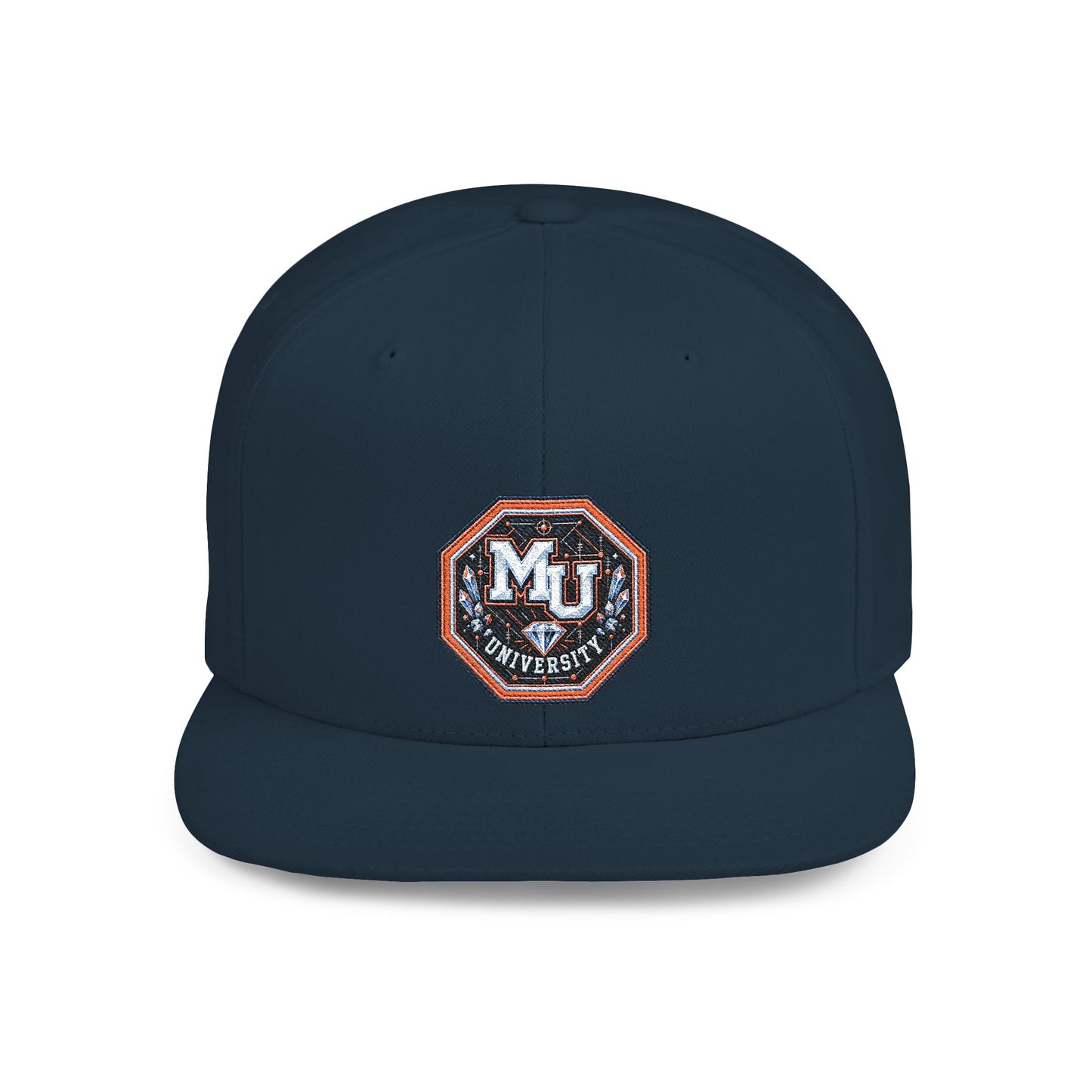 Flat Bill Snapback Hat — MU University Sequin Patch Cap