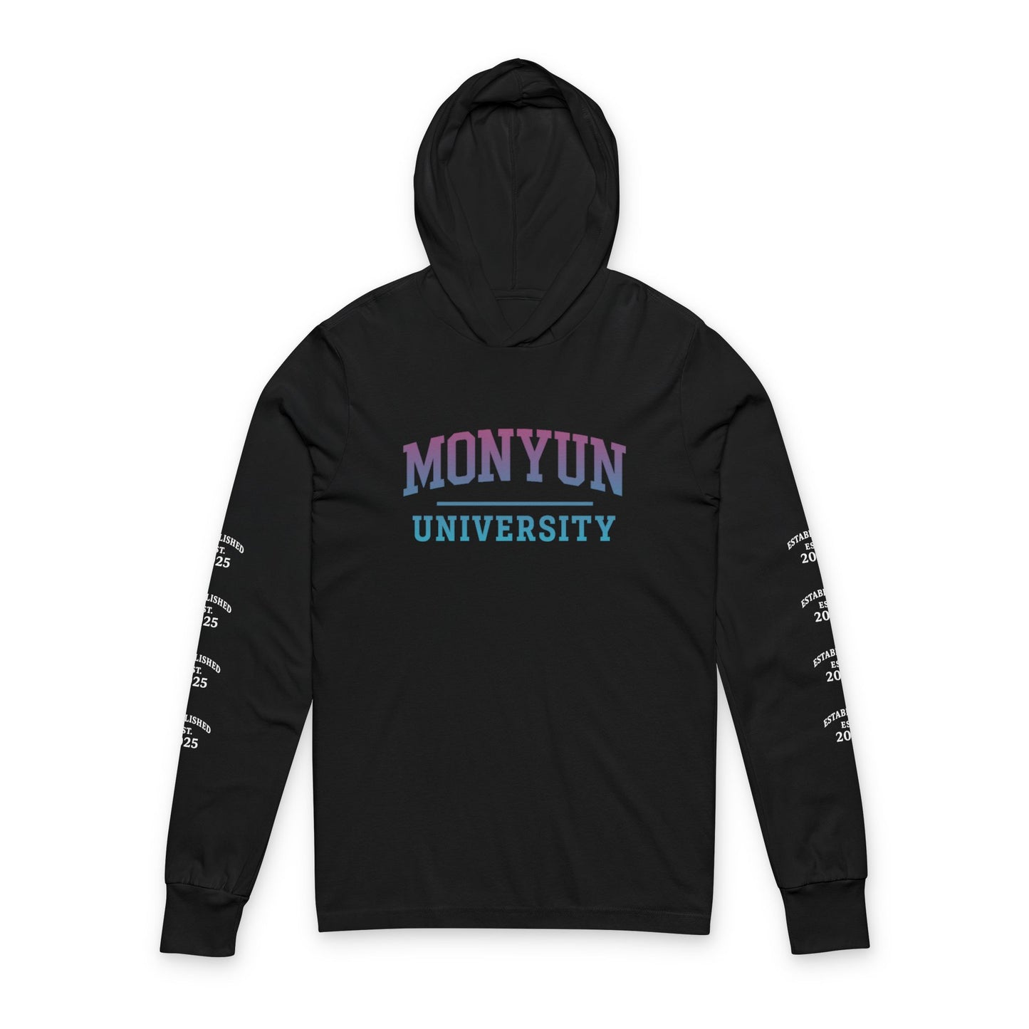 MONYUN University-Stylish Unisex Hooded Long Sleeve Tee - Perfect for College Life, Casual Outings, Beach Days, Layering