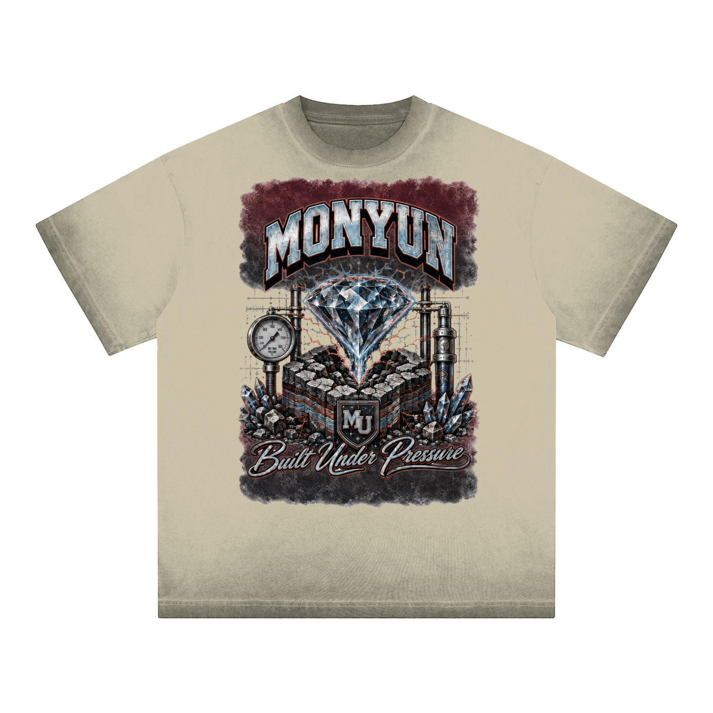 MONYUN University- Built Under Pressure Reverse Dyed Loose Cotton T-Shirt