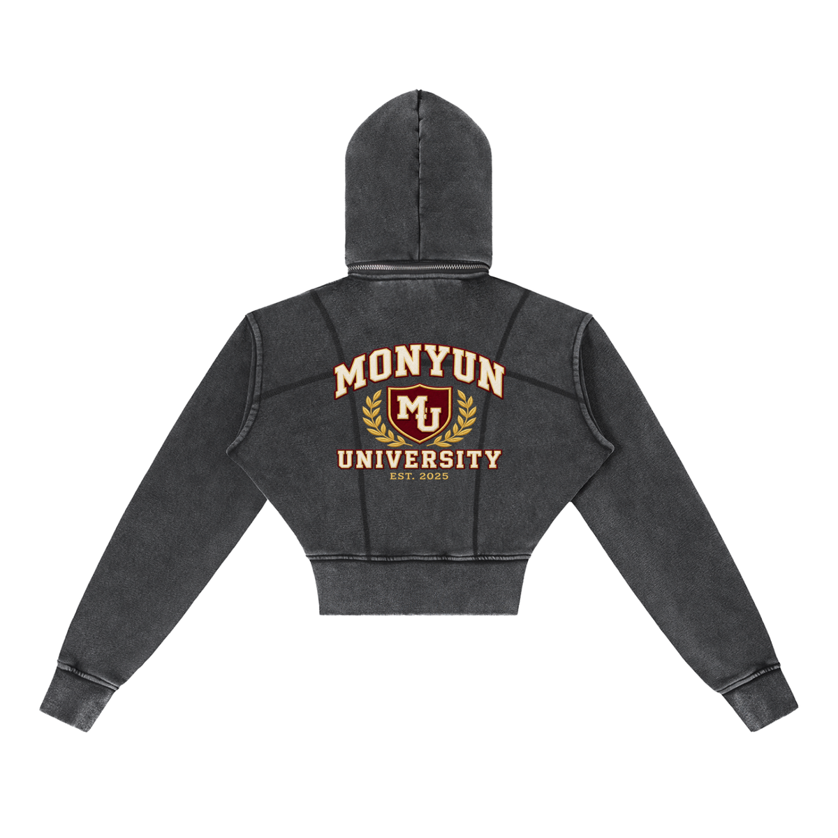 MONYUN University Women’s “Soft Power” Vintage Washed Cropped Fleece Hoodie