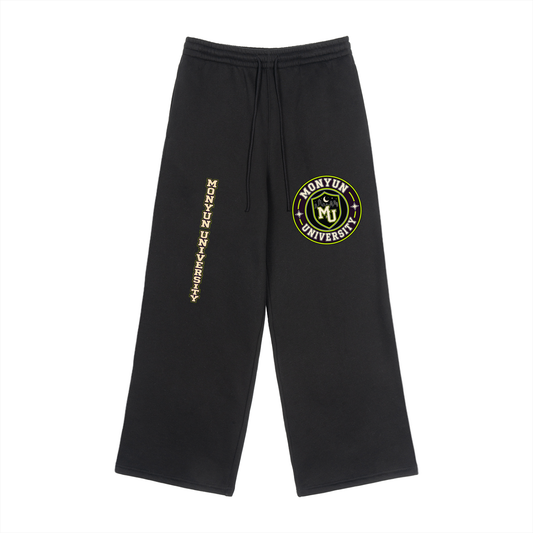 MONYUN university Fleece Drawstring Straight-Leg Sweatpants