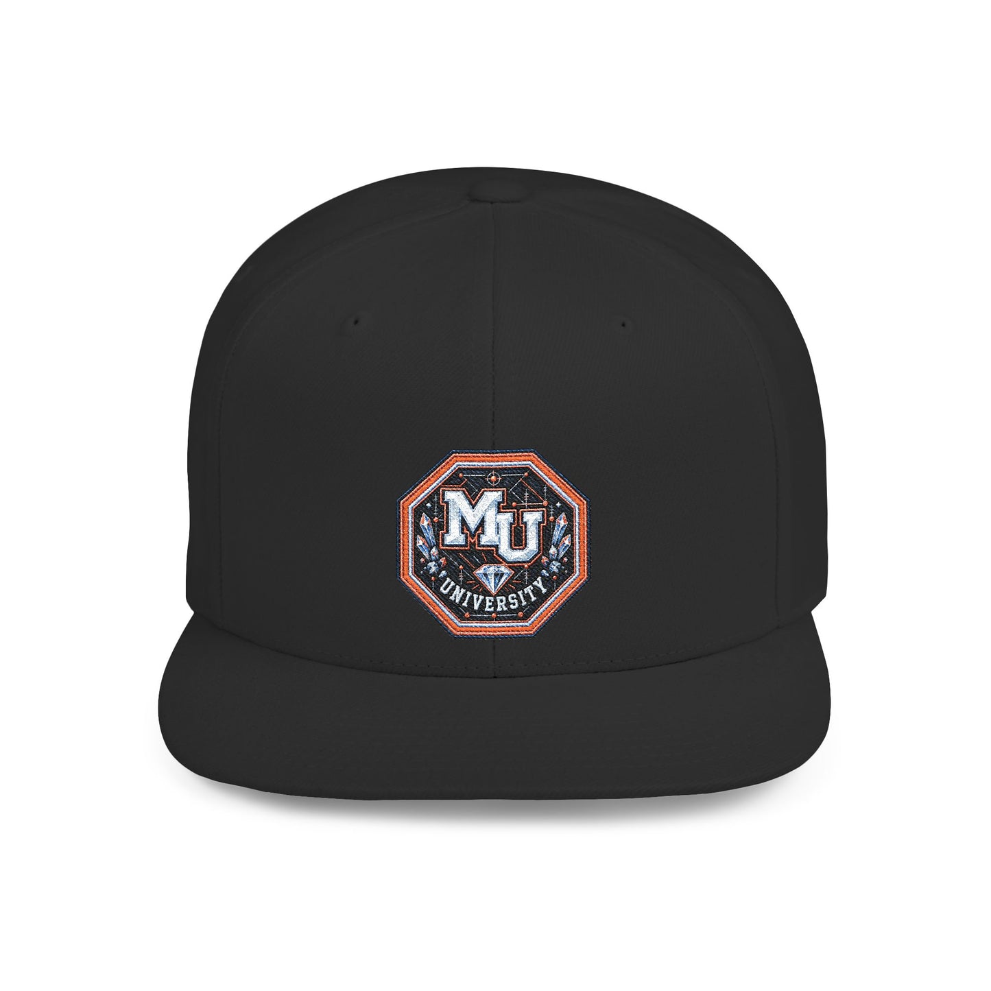 Flat Bill Snapback Hat — MU University Sequin Patch Cap