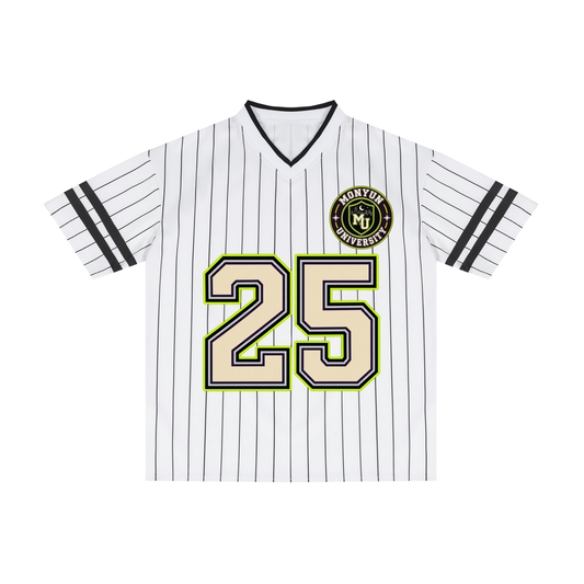 MONYUN University “Ninth Inning” Striped Loose V-Neck T-Shirt