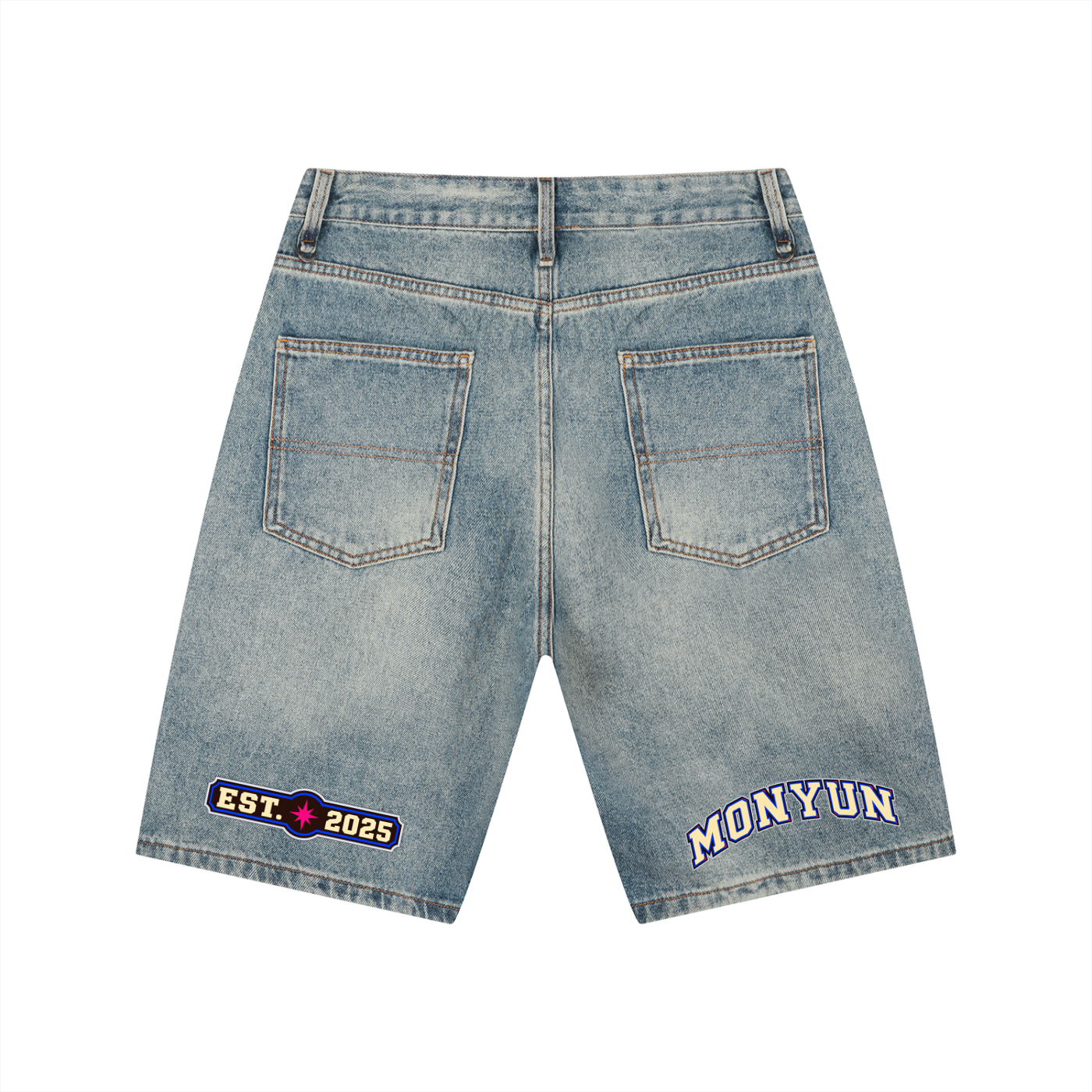 MONYUN university- Royal Transit Men's Vintage Wash Denim Shorts