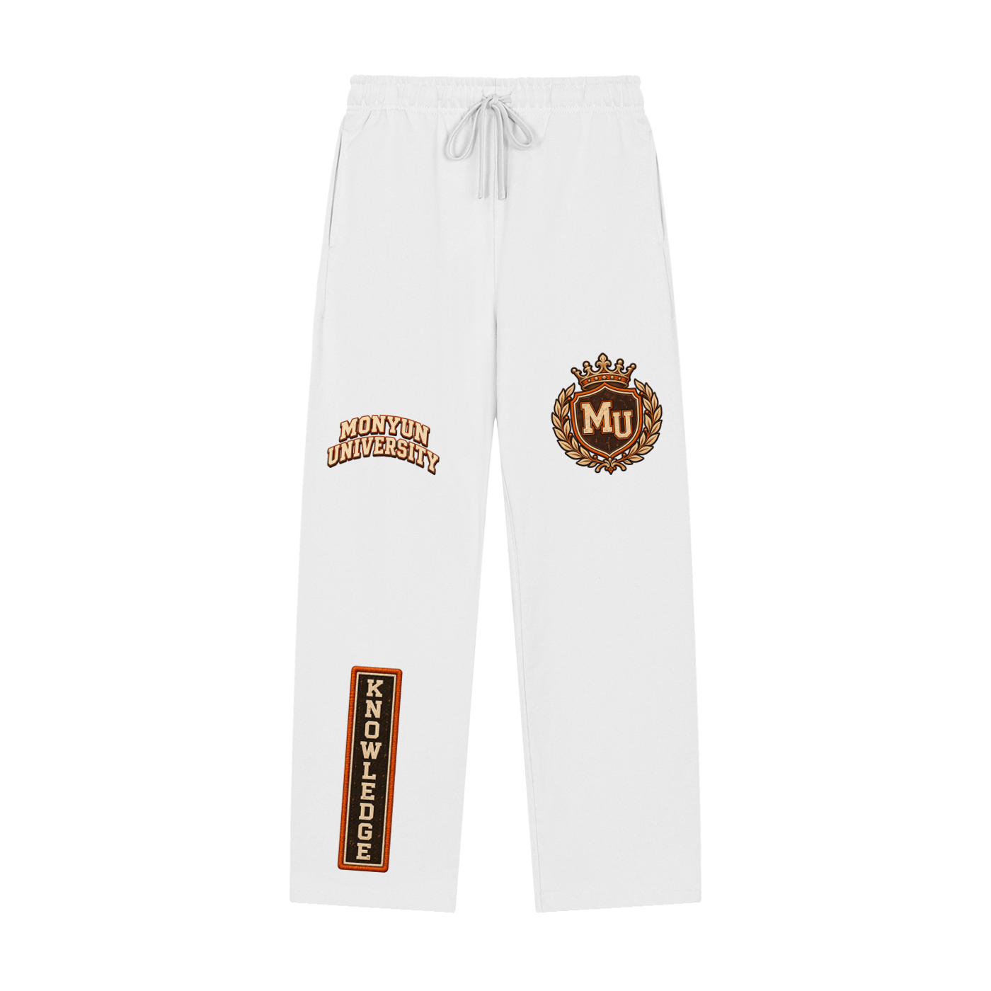 MONYUN university- Knowledge Builds Legacy Solid Color Straight-Leg Sweatpants