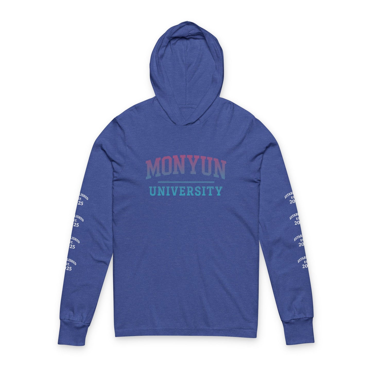 MONYUN University-Stylish Unisex Hooded Long Sleeve Tee - Perfect for College Life, Casual Outings, Beach Days, Layering