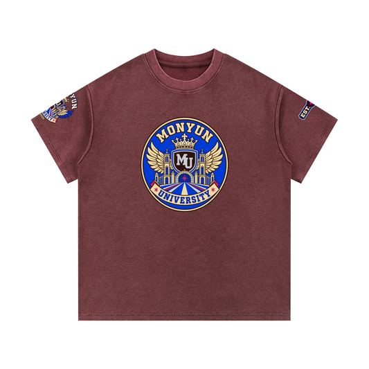 MONYUN university- Royal Transit Mineral Wash Waffle Knit T-Shirt