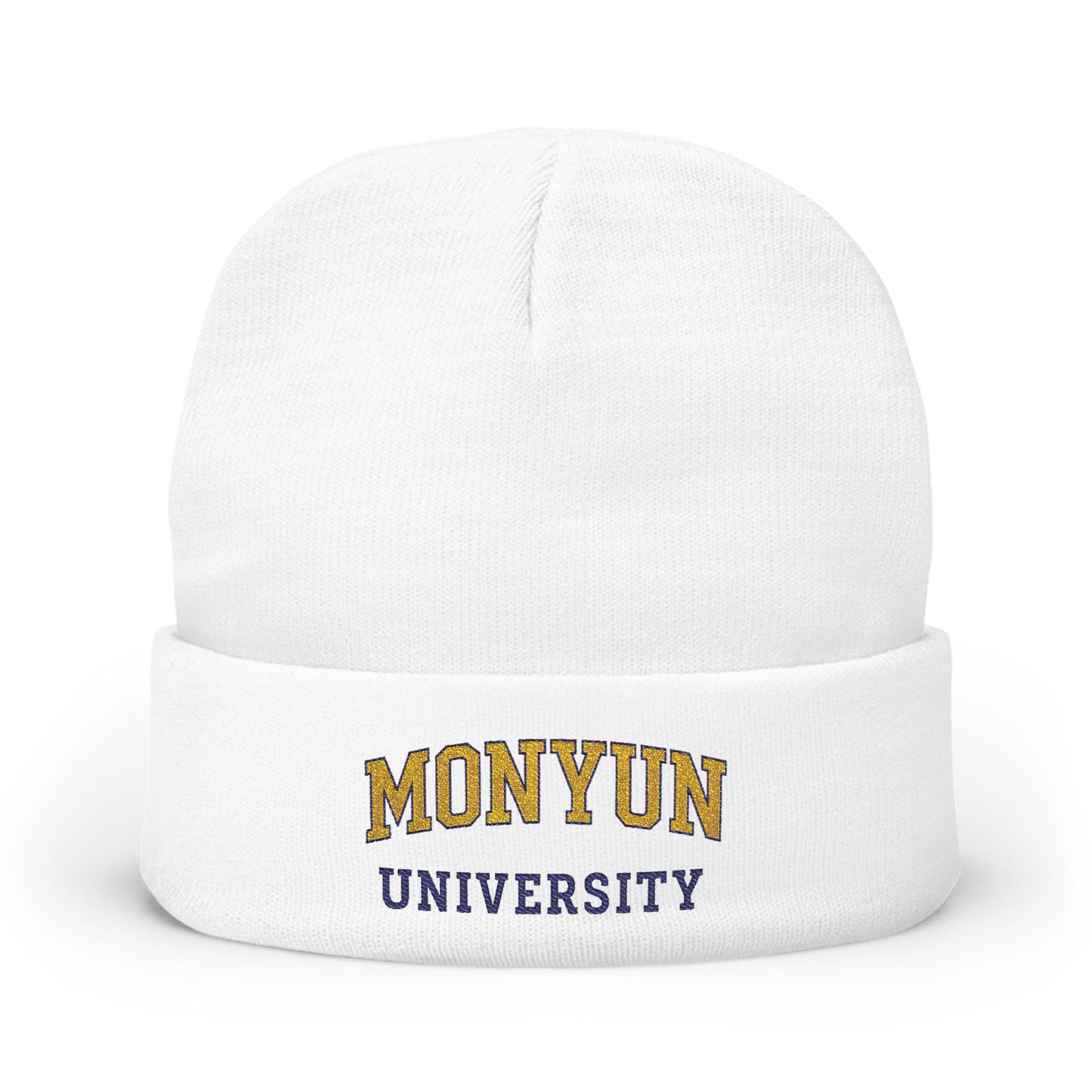 MONYUN University-Cozy Knit Beanie with Embroidered School Spirit, Winter Hat, Gift for College Students, Uni Pride Accessory, Warm Headwear