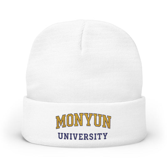 MONYUN University-Cozy Knit Beanie with Embroidered School Spirit, Winter Hat, Gift for College Students, Uni Pride Accessory, Warm Headwear
