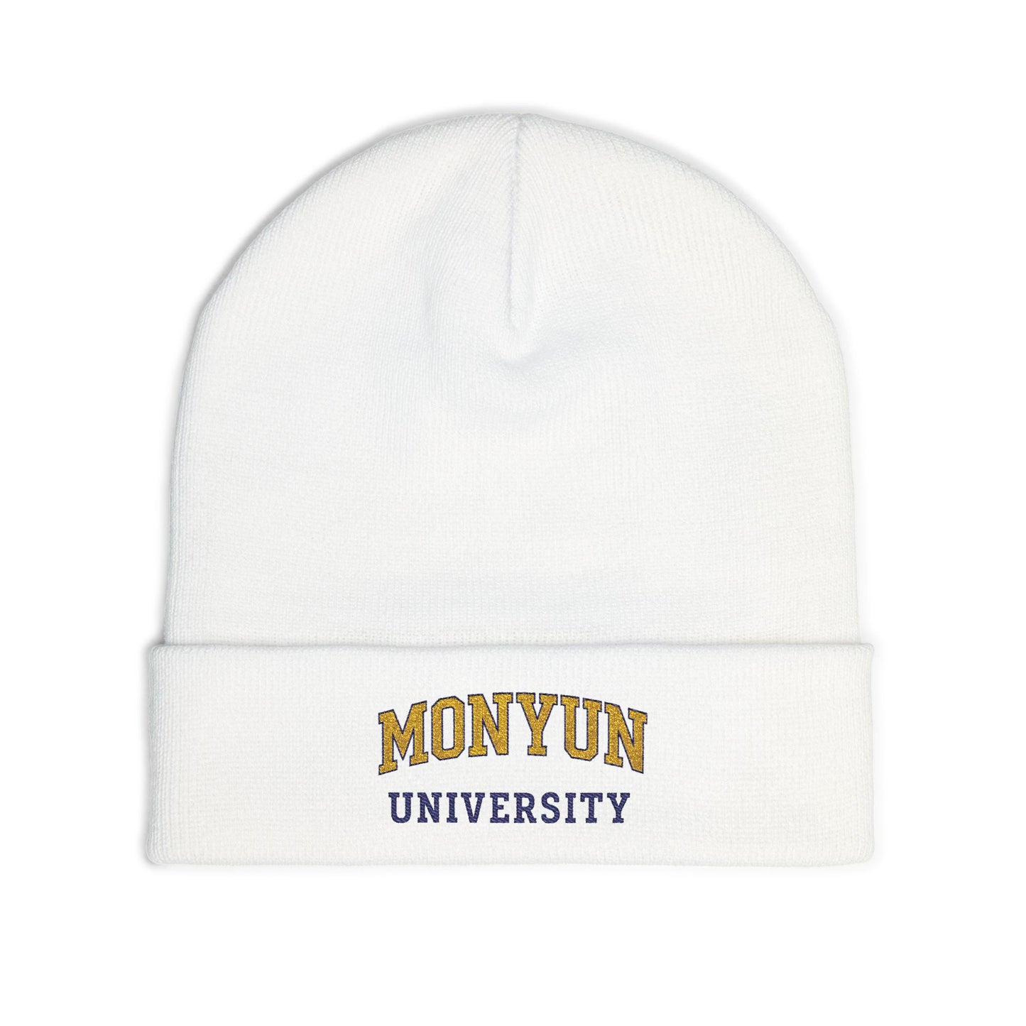 MONYUN University-Cozy Knit Beanie with Embroidered School Spirit, Winter Hat, Gift for College Students, Uni Pride Accessory, Warm Headwear