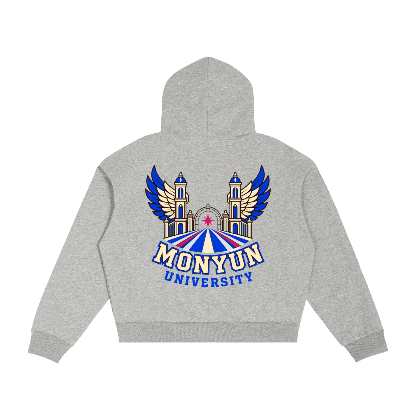 MONYUN university - Royal Transit Contrast Plaid Boxy Zip Hoodie