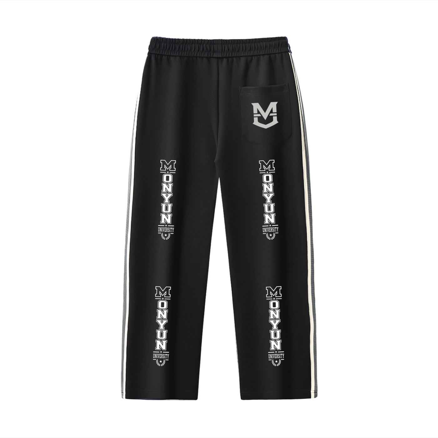 MONYUN university Contrast Side-Stripe Straight-Leg  Pants