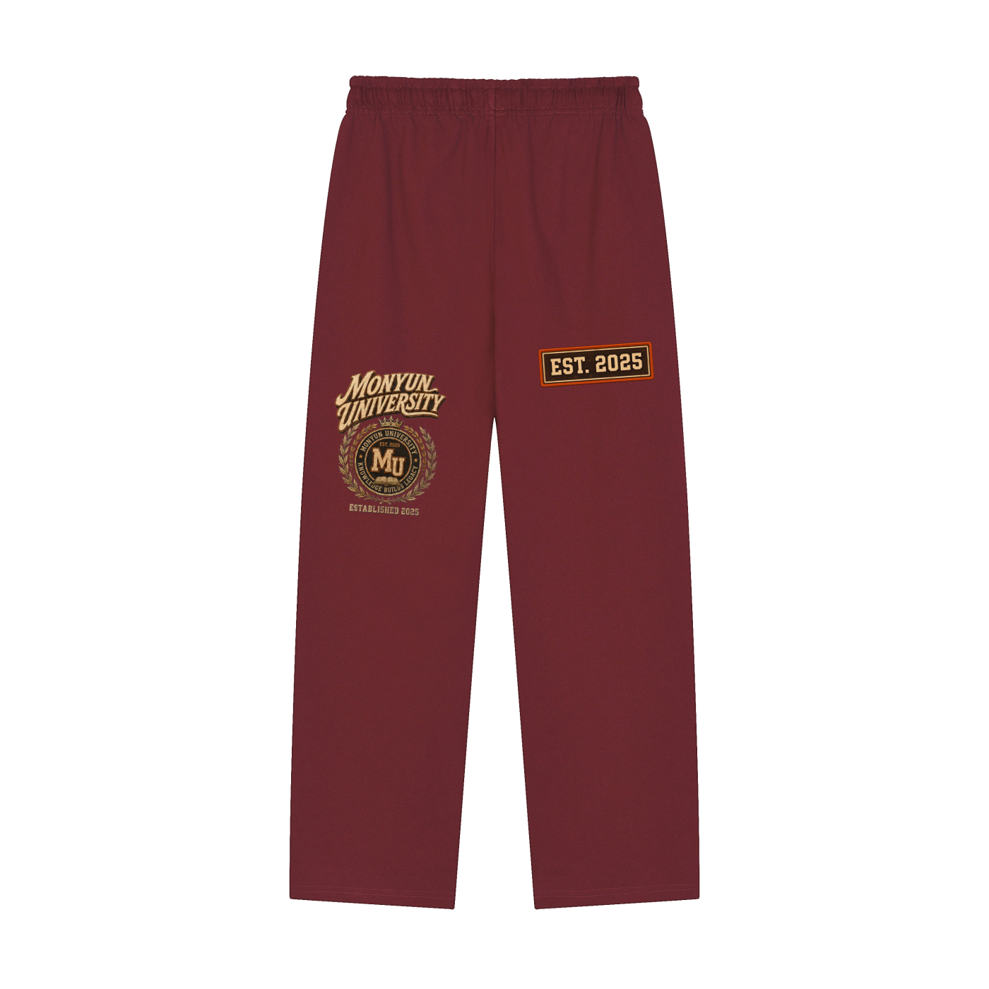 MONYUN university- Knowledge Builds Legacy Solid Color Straight-Leg Sweatpants