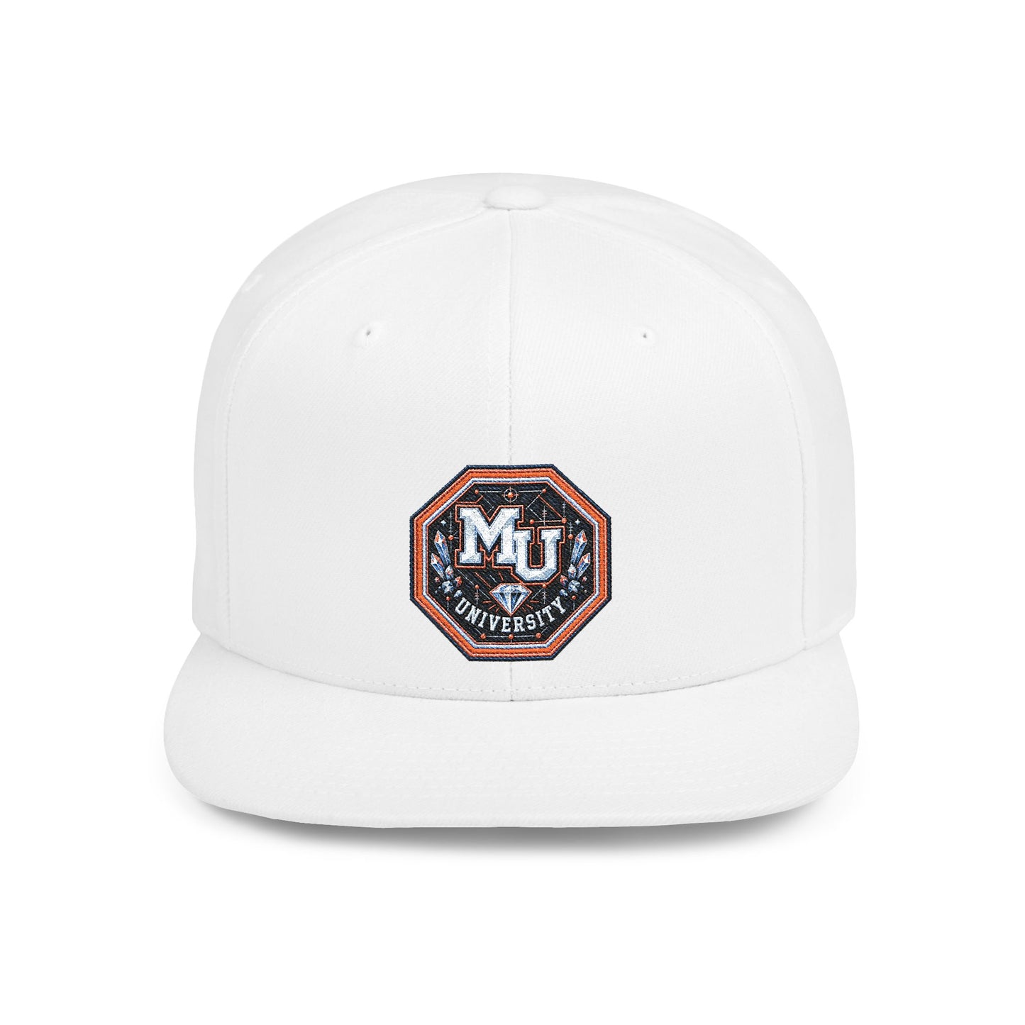 Flat Bill Snapback Hat — MU University Sequin Patch Cap
