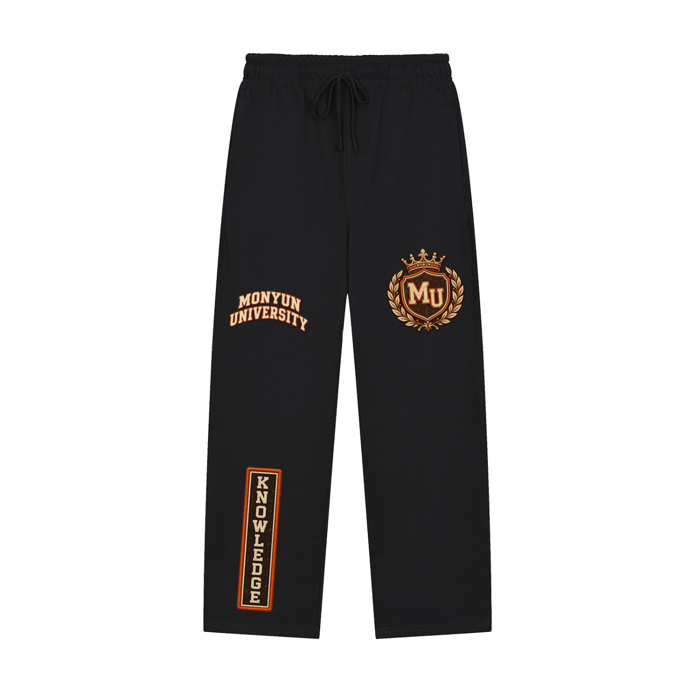 MONYUN university- Knowledge Builds Legacy Solid Color Straight-Leg Sweatpants