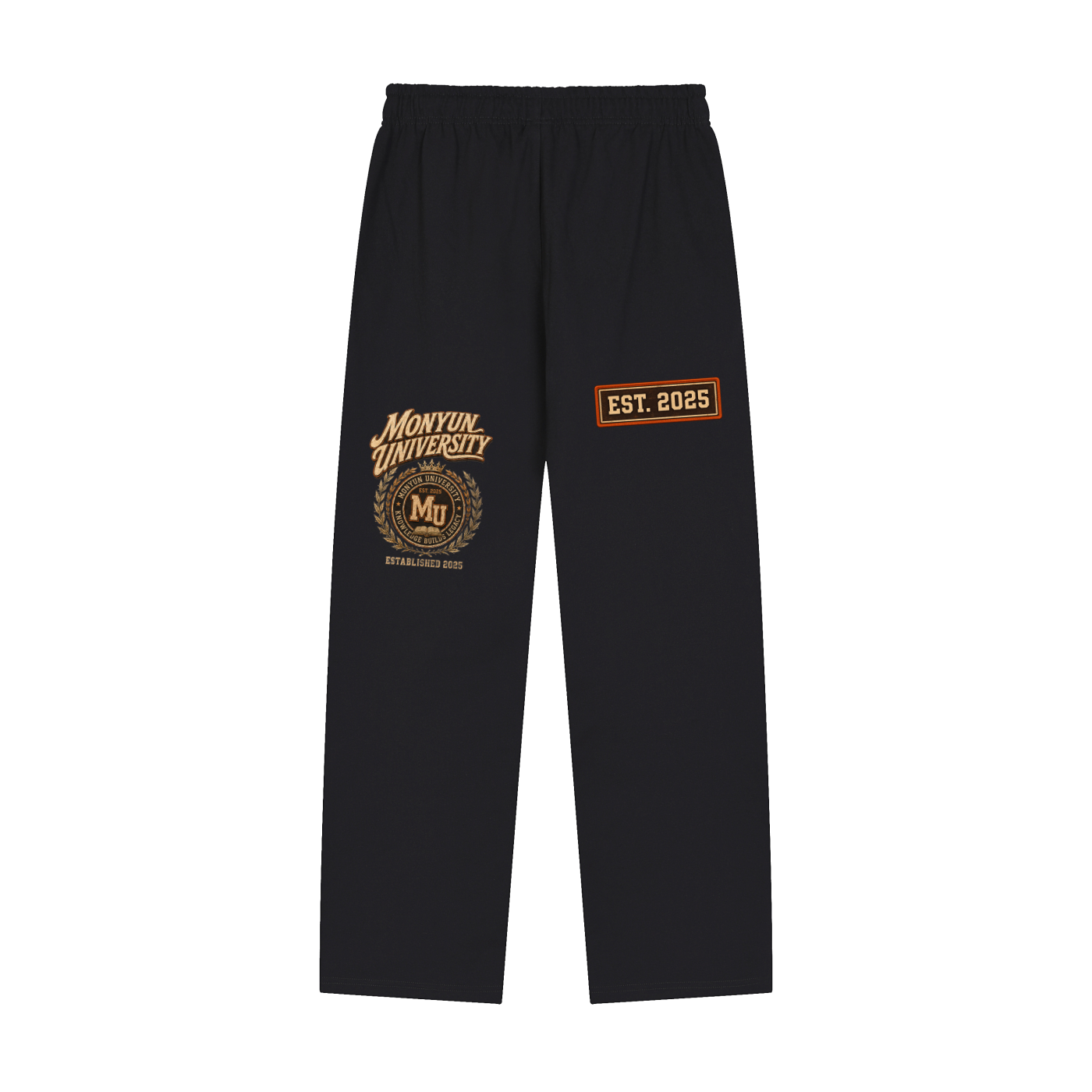 MONYUN university- Knowledge Builds Legacy Solid Color Straight-Leg Sweatpants