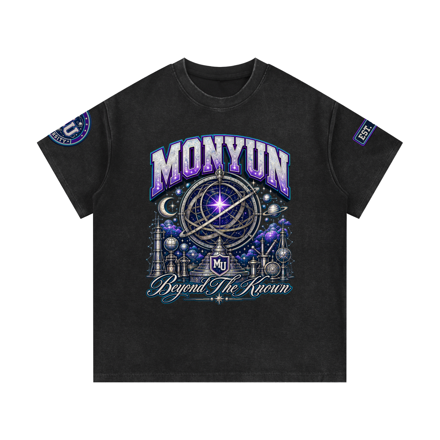 MONYUN university - Beyond The Known Mineral Wash Waffle Knit T-Shirt