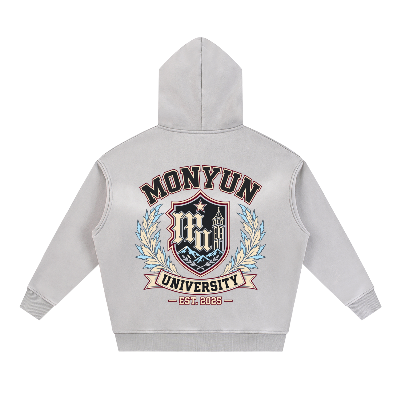 MONYUN university- Frozen Varsity Sunfade Two-way Zipper Boxy Fleece Hoodie