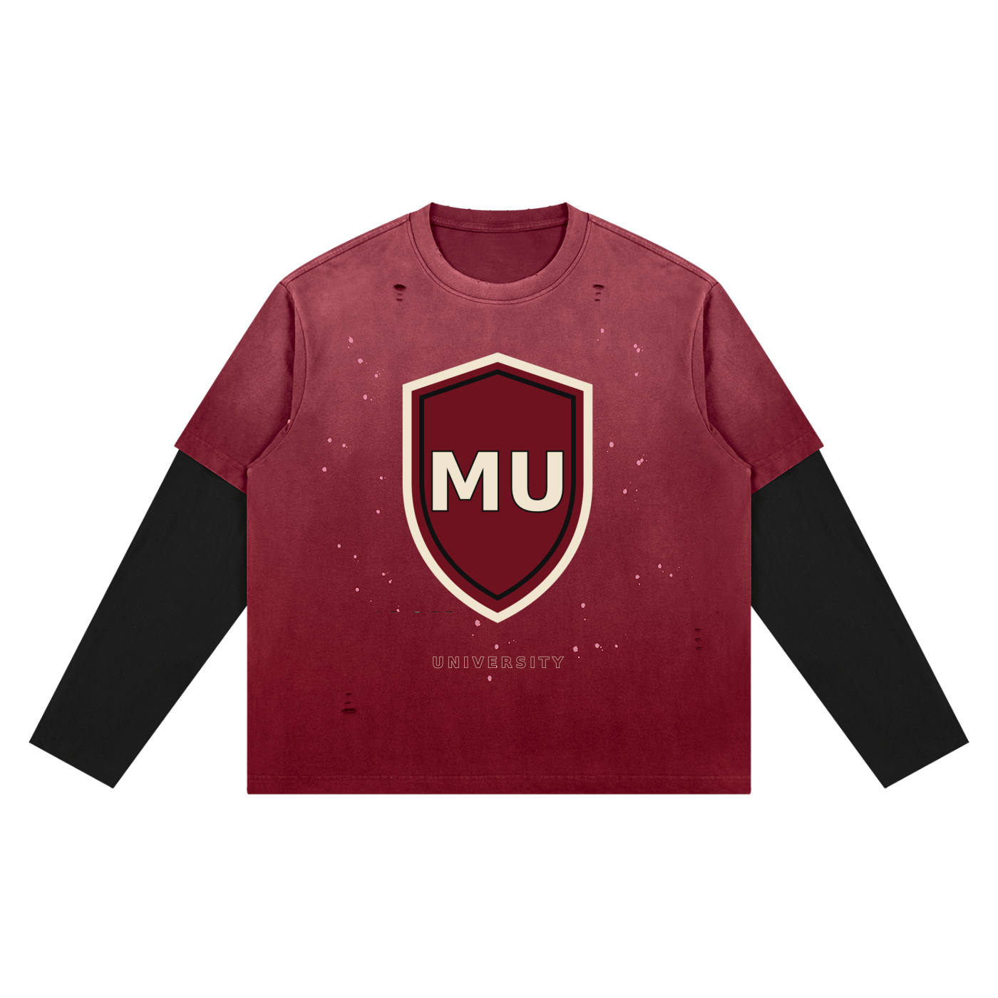 MONYUN university Vintage Wash Distressed Layer T-Shirt