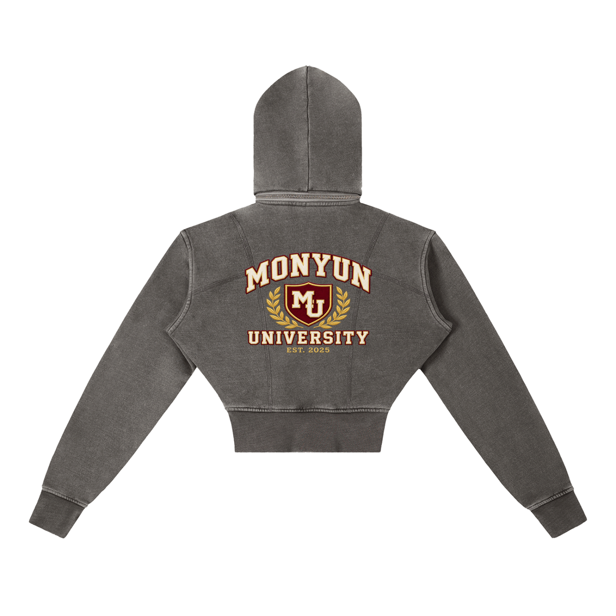 MONYUN University Women’s “Soft Power” Vintage Washed Cropped Fleece Hoodie