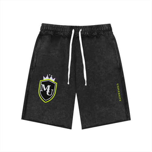MONYUN university Mineral Wash Raw Edge Shorts