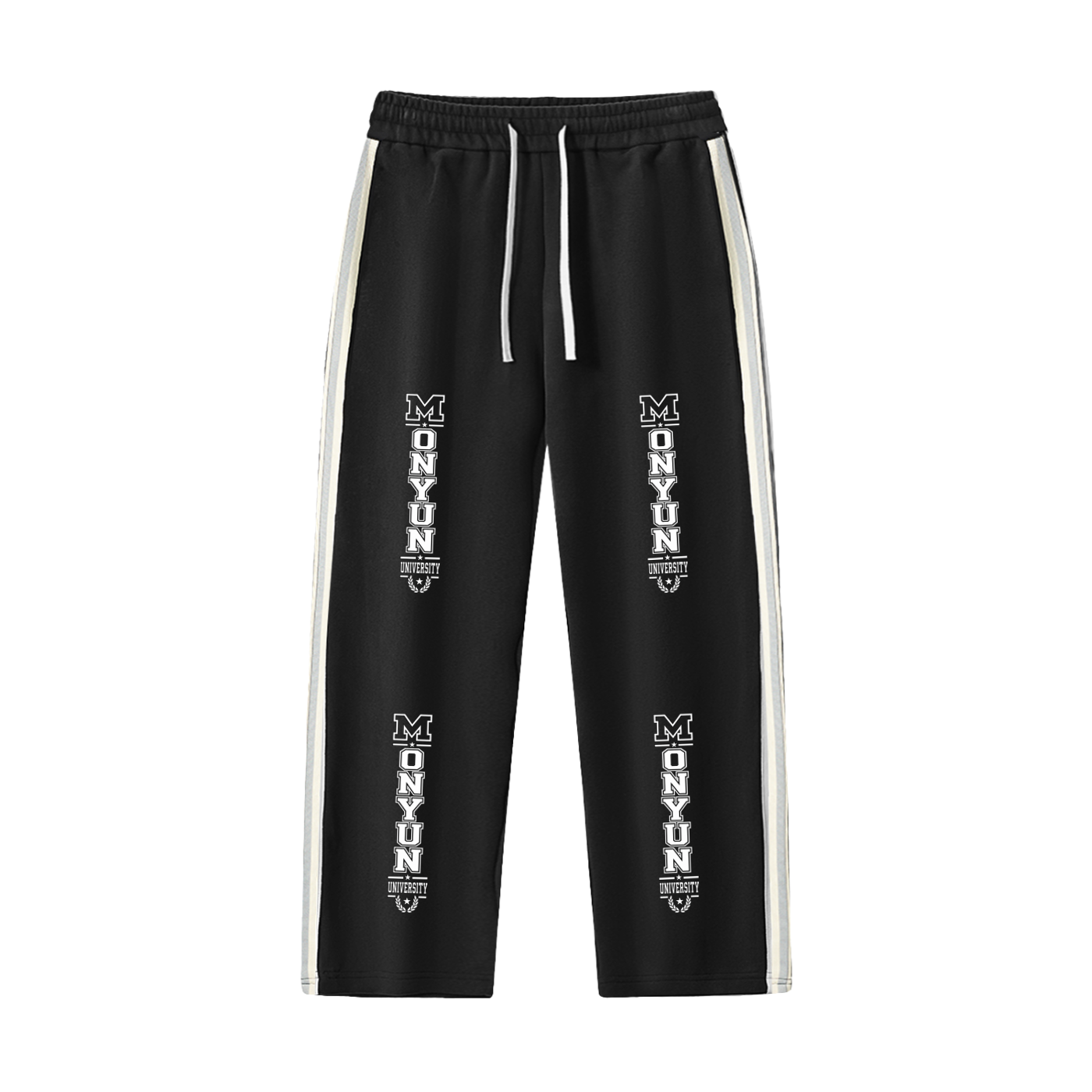 MONYUN university Contrast Side-Stripe Straight-Leg  Pants