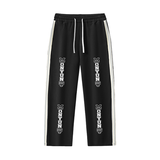 MONYUN university Contrast Side-Stripe Straight-Leg  Pants