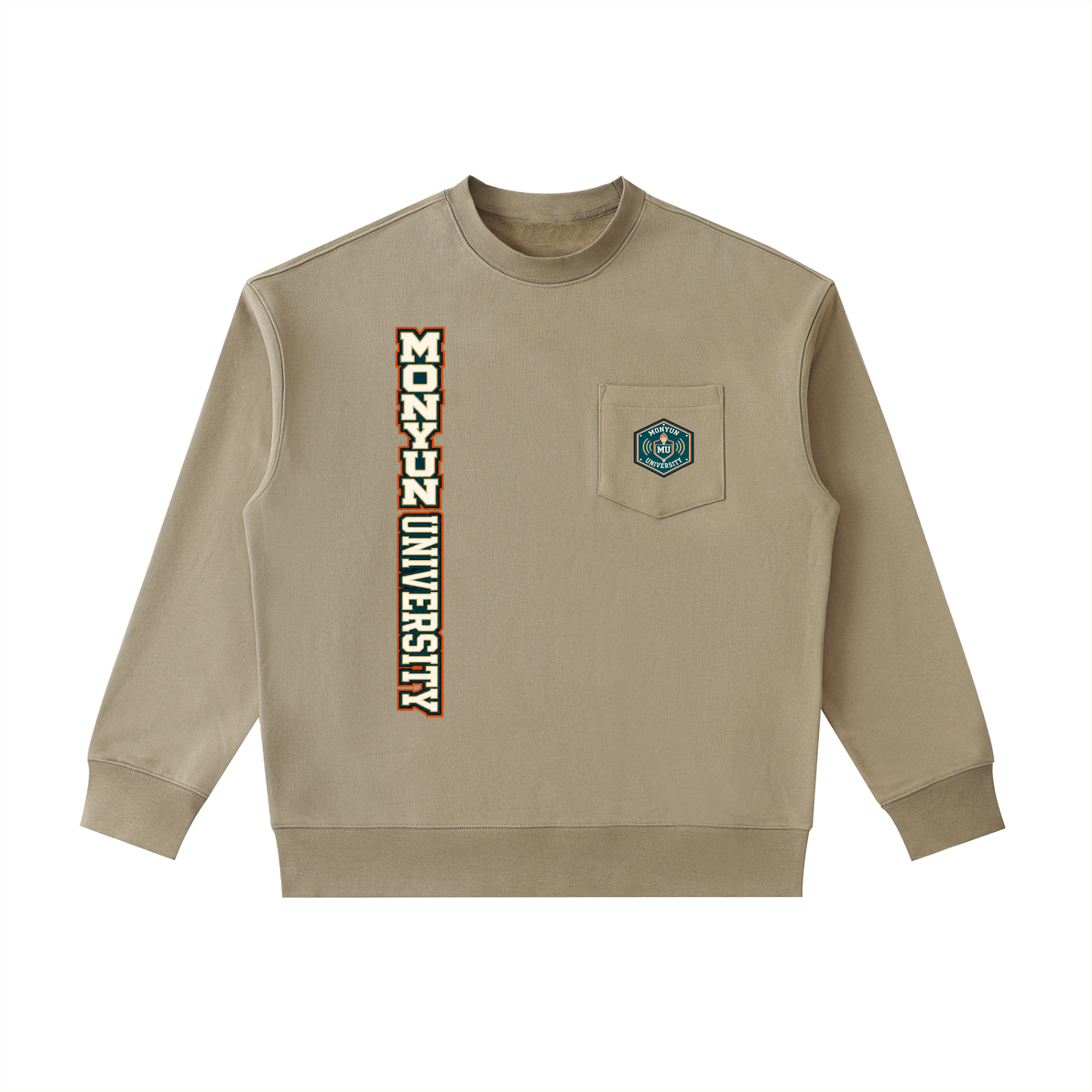 MONYUN university Heavyweight Patch Pocket Crewneck Sweatshirt
