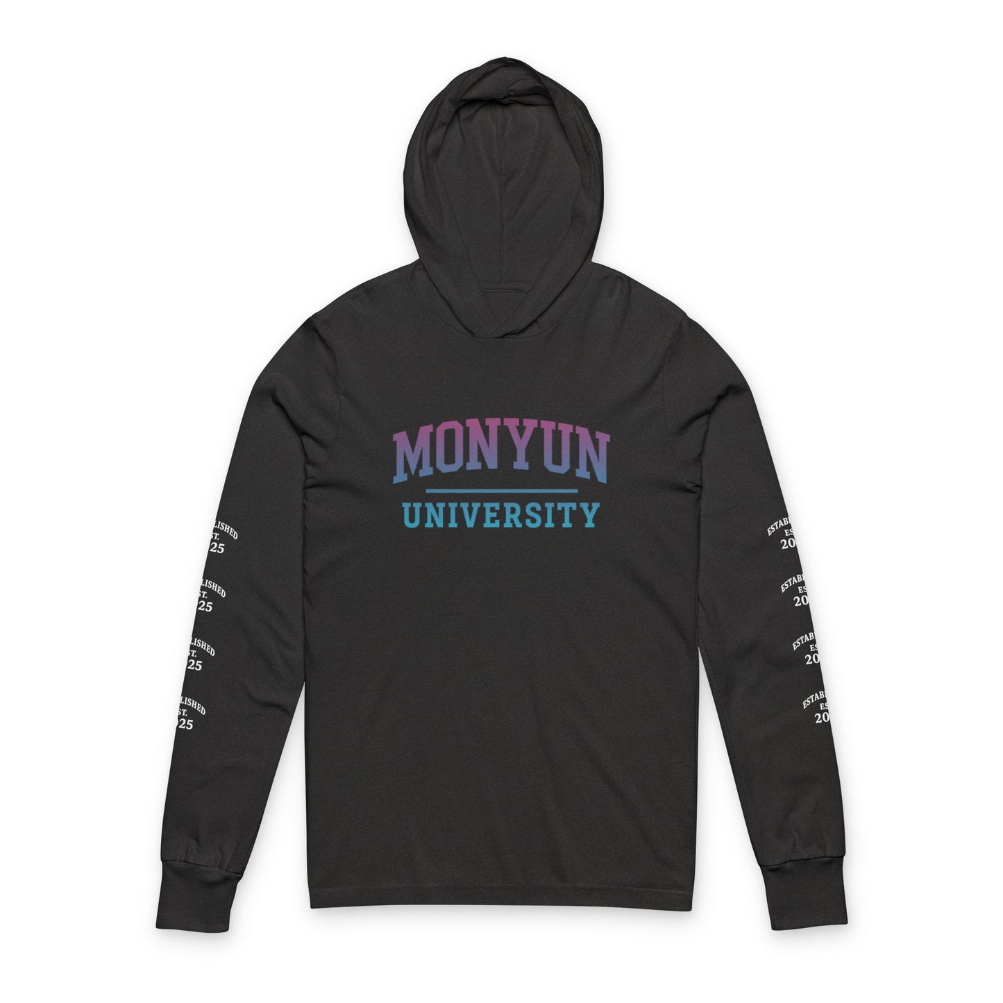 MONYUN University-Stylish Unisex Hooded Long Sleeve Tee - Perfect for College Life, Casual Outings, Beach Days, Layering