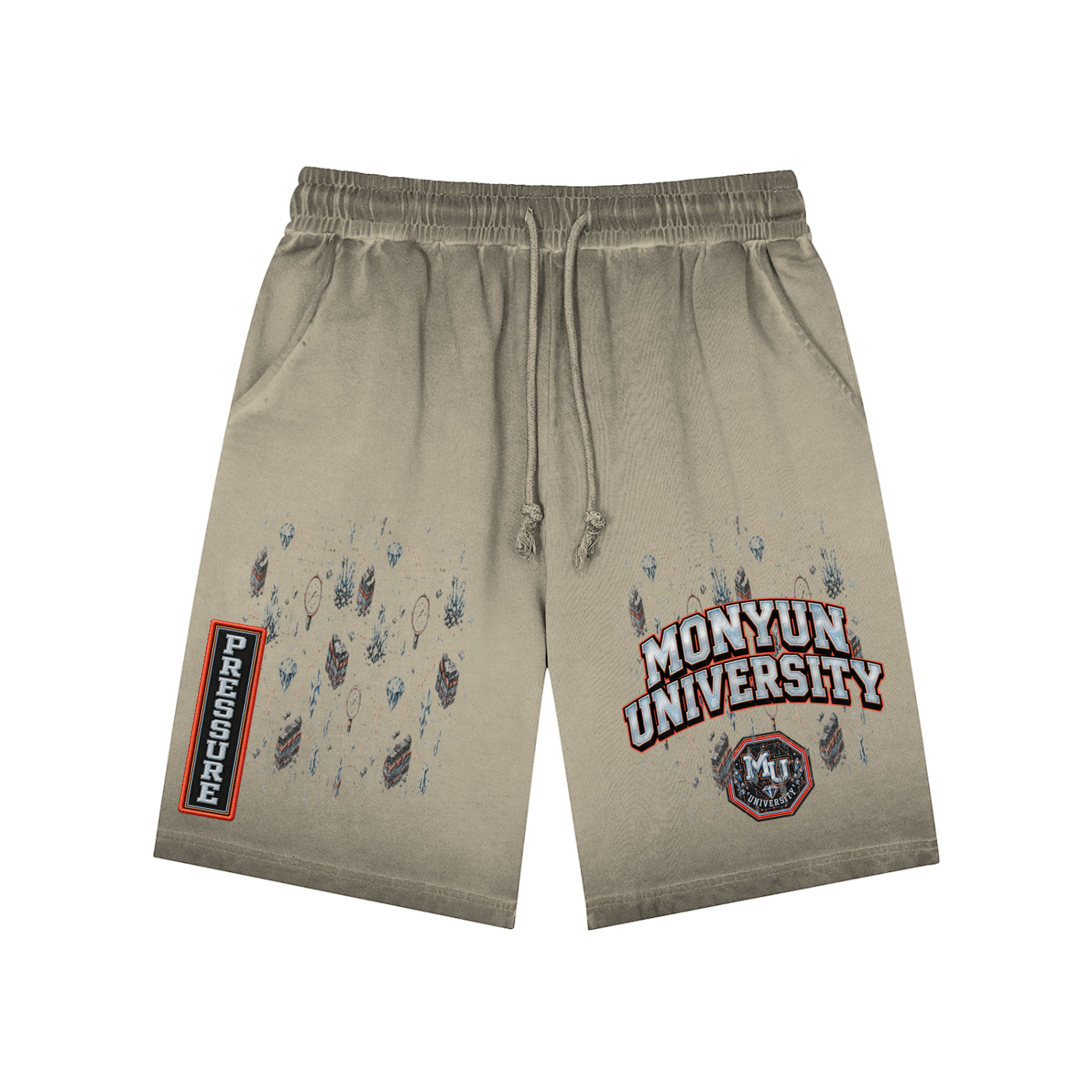 MONYUN university- Built Under Pressure Reverse Dyed Sweatshorts