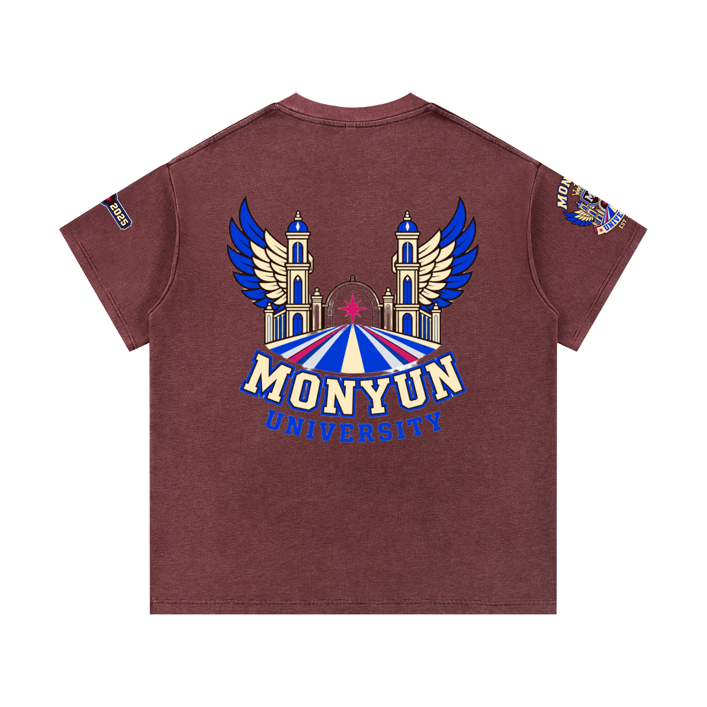 MONYUN university- Royal Transit Mineral Wash Waffle Knit T-Shirt