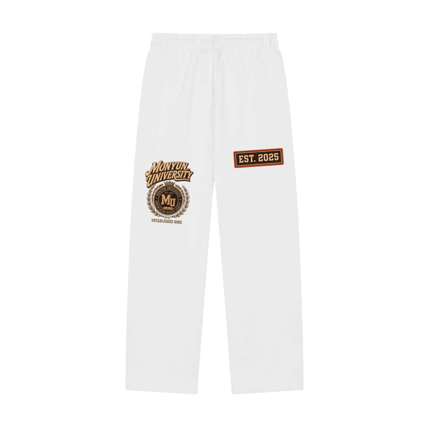 MONYUN university- Knowledge Builds Legacy Solid Color Straight-Leg Sweatpants