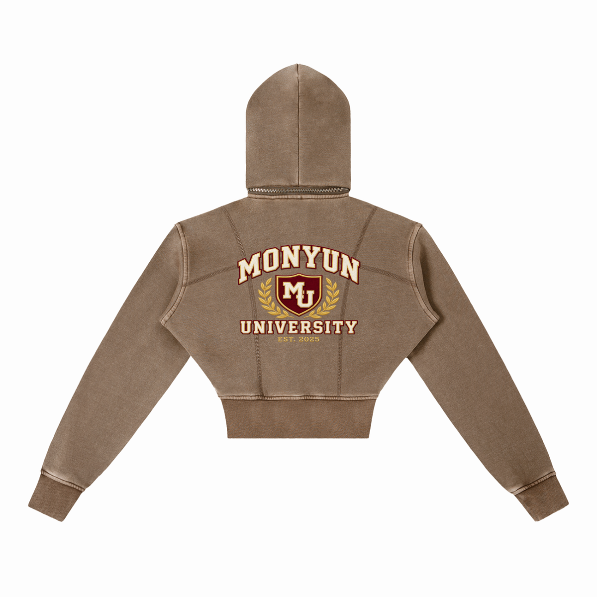MONYUN University Women’s “Soft Power” Vintage Washed Cropped Fleece Hoodie
