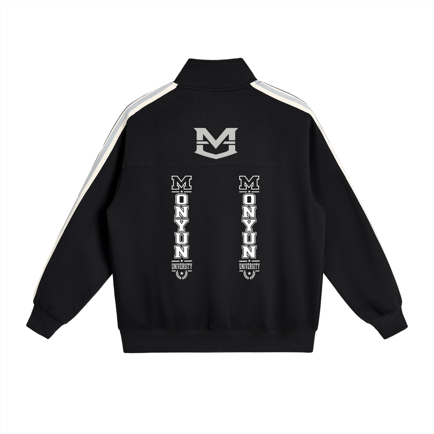 MONYUN university Contrast Side-Stripe Stand Collar  Jacket